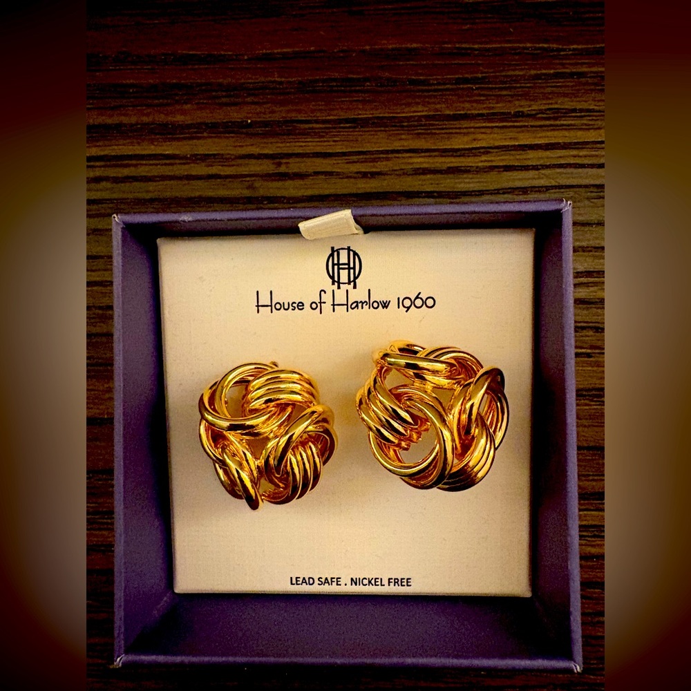 NEW House of Harlow 1960 Gold Earrings